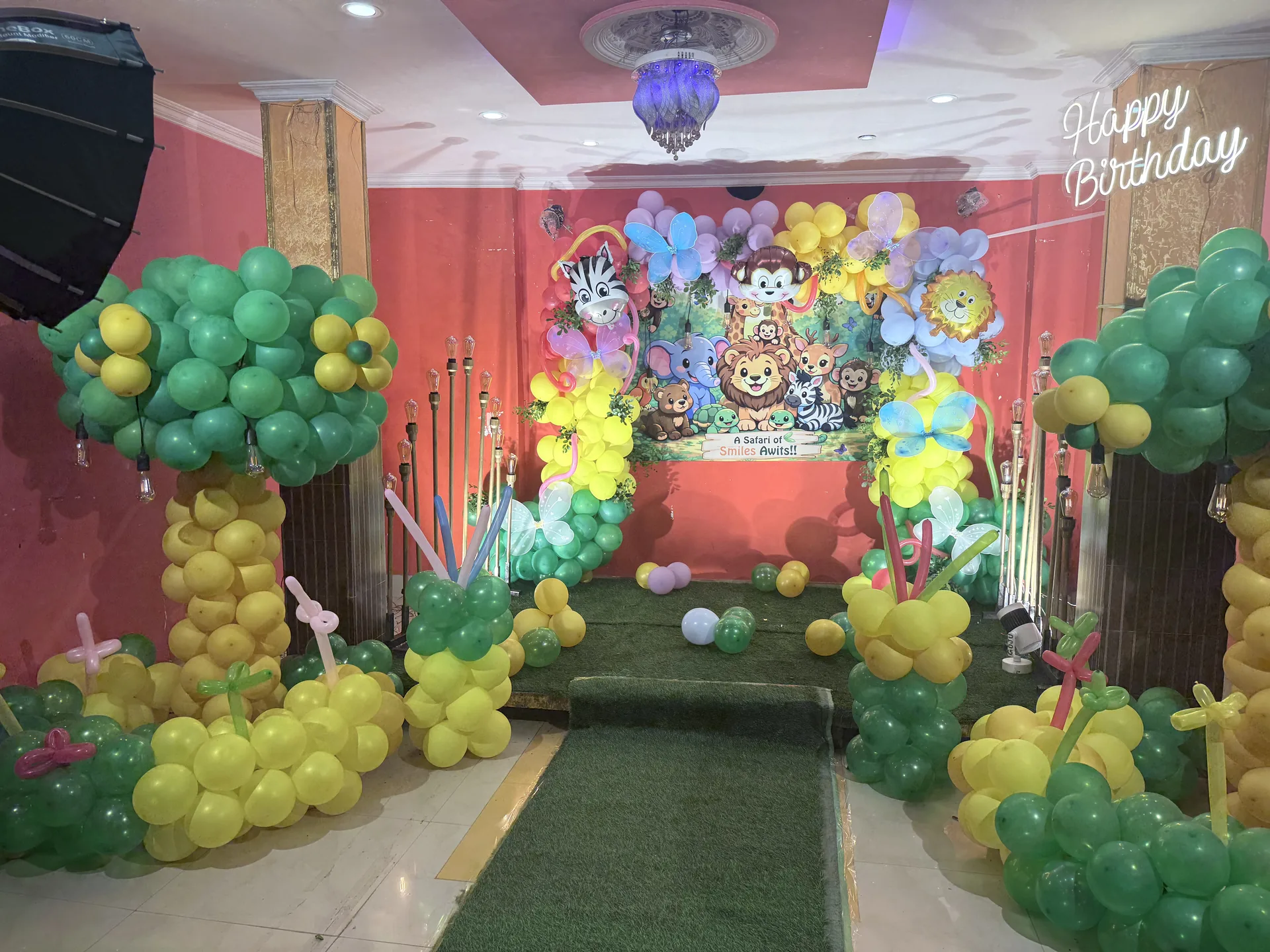 Safari and Jungle Themed Kids Birthday Stage Decoration Kolkata