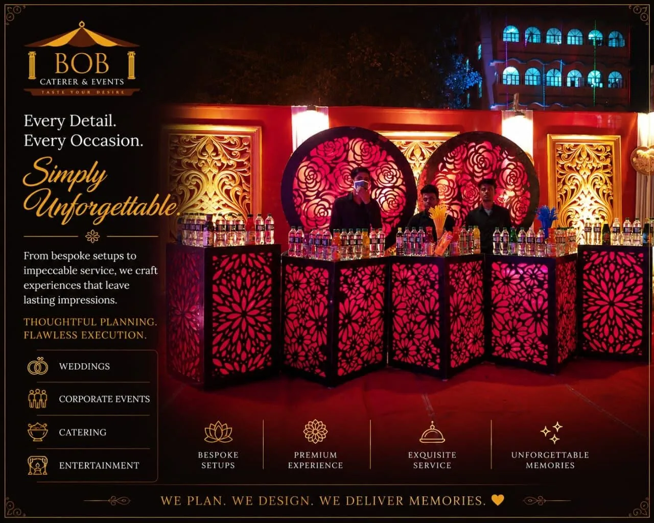 Illuminated Backlit Jaali Luxury Bar Counter Setup Kolkata