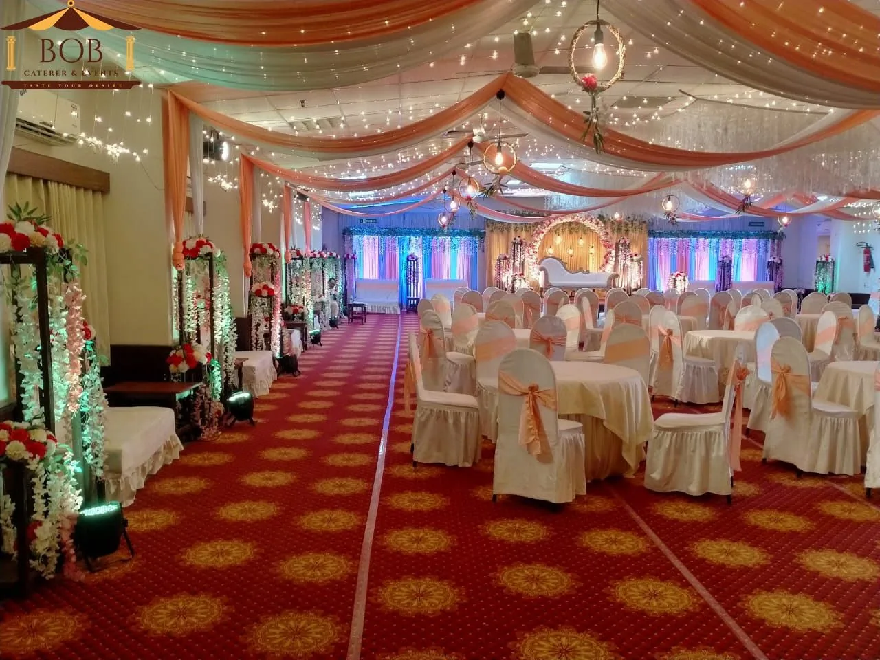 Grand Imperial Banquet Dining Spread and Ceiling Drapes Kolkata